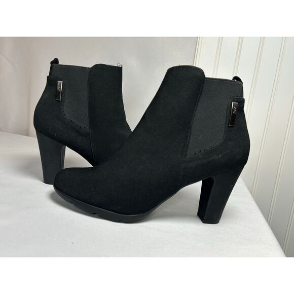 Anne Klein Black Chelsea Ankle Boots black suede stretchy ankle size 10 - Picture 1 of 7
